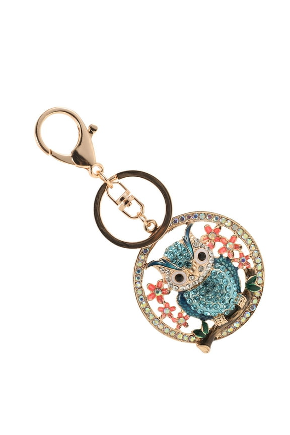 Decorative Keychain Zinc Alloy Rhinestone Owl Shaped Pendant 1Set