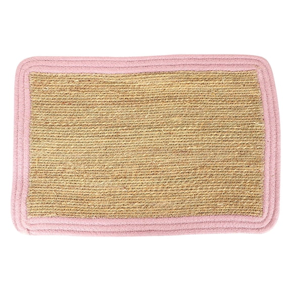 KALLORY 1Pack Pink Jute Straw Placemats for Table with Heatproof and Non-slip Features for Indoor Use