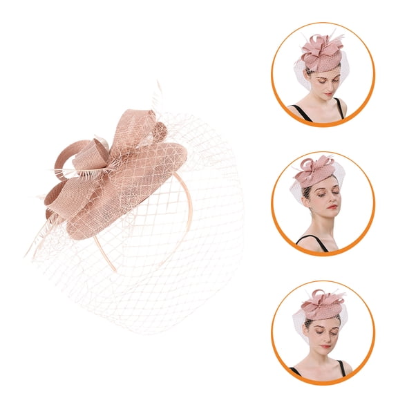 KALLORY 1Pack Pink Mesh Fascinator Headband With Artificial For Women Photo Shoots Tea Parties