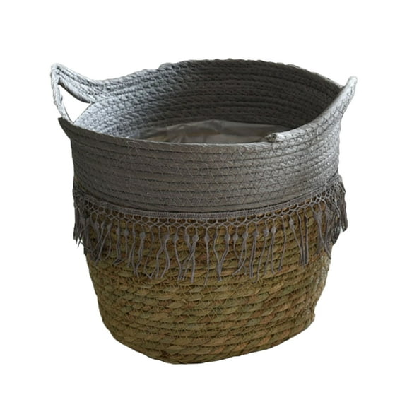 KALLORY 1Pack Round Rattan Flowerpot Nordic Style Home Decoration Garden Indoor Use 11.8x11in