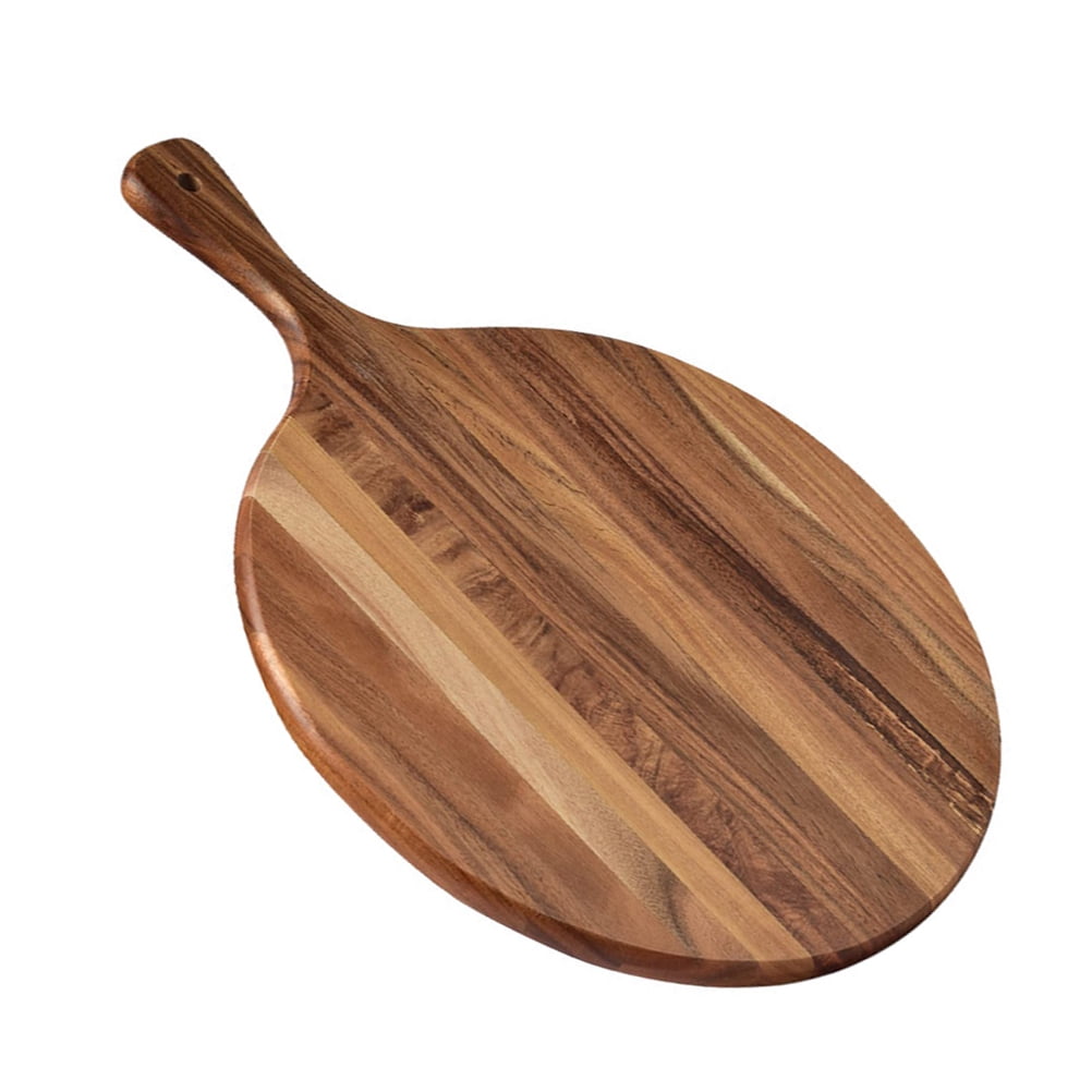 KALLORY Smooth Round Wooden Serving Board for Pizza, Bread, Charcuterie, Cheese, and Entertaining Platter