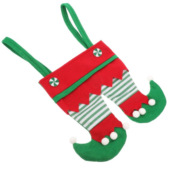 KALLORY Reusable Christmas Tote Bag with Fun Sock Design, Holiday Bag for Easy Carry and Storage