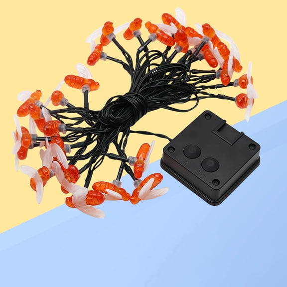 KALLORY 1Pack Solar String Light Bee Shape 6.5M For Garden Balcony Lawn Porch Yard Fence Gate Tent Camp BBQ