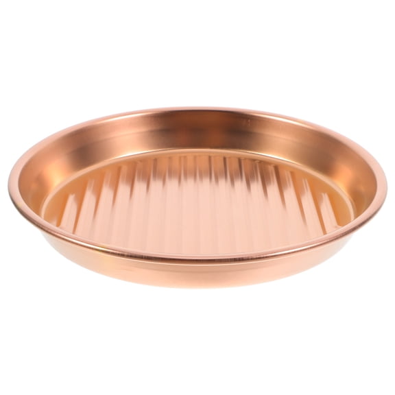 KALLORY 1Pack Stainless Steel Dinner Plates for Family Gathering Rose Gold Round Dish Elegant Style