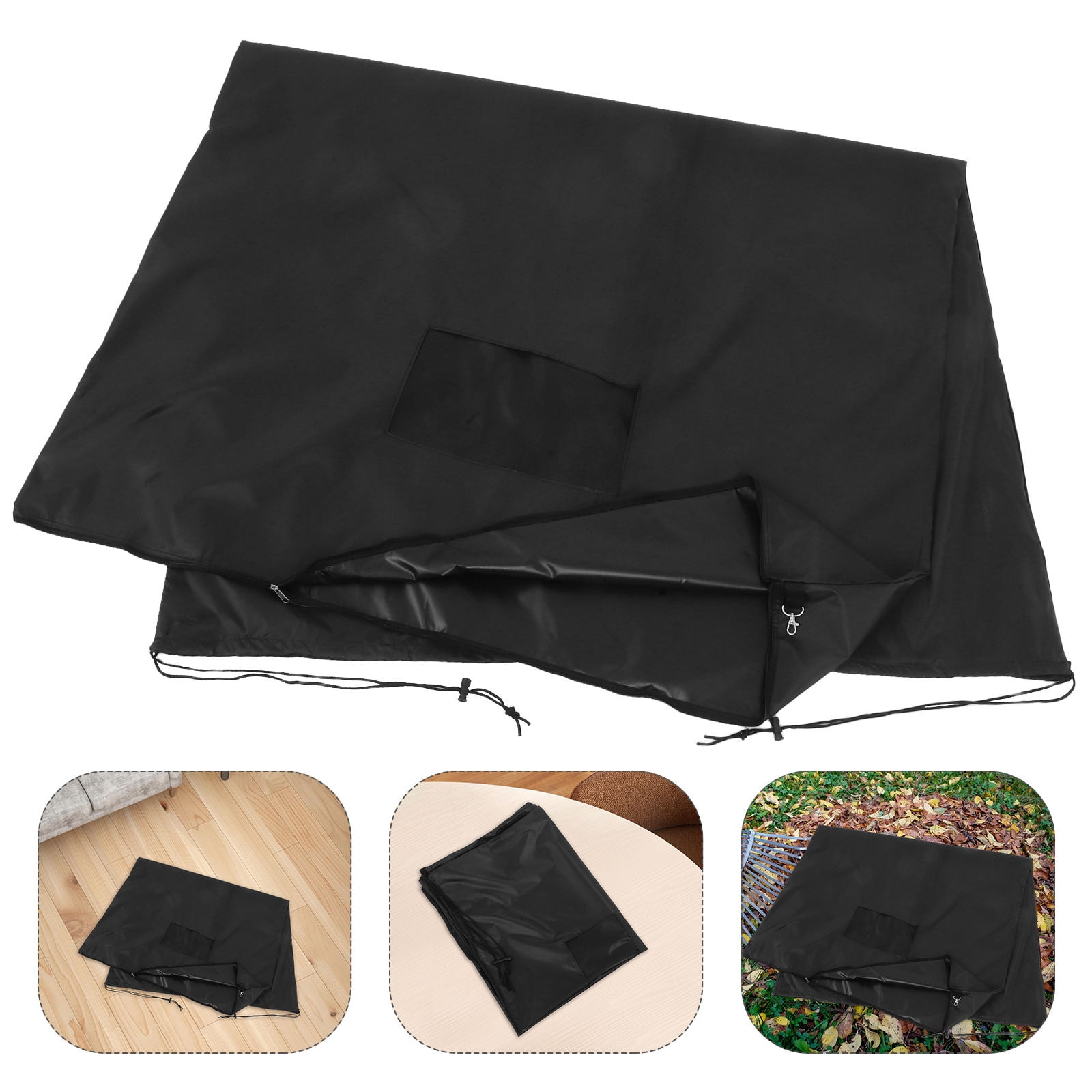 KALLORY Garden Tool Tote Bag in Black for Yard Cleanup, Leaf Collection, and Outdoor Storage Organizer