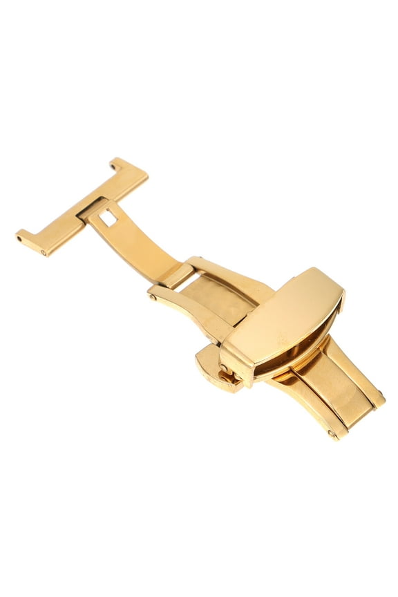 1Pack Watch Buckle Golden Double Push-Button Clasp Durable Stainless Steel For Adults