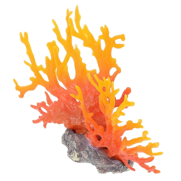 KALLORY 1Pc Orange Artificial Coral Tree Aquarium Decoration Fish Tank Ornament Landscape Decor