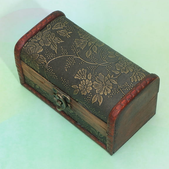 KALLORY Small Wooden Chest Bead Storage Organizer Storage Case Jewelry Storage Container Decorative Wood Storage Trunk Woodsy Decor Wood Decor Retro Storage Container