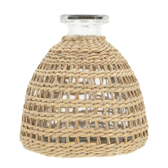 KALLORY 1Pcs Aroma Diffuser Vase Light Brown Hand Woven Vase Boho for Home Decor