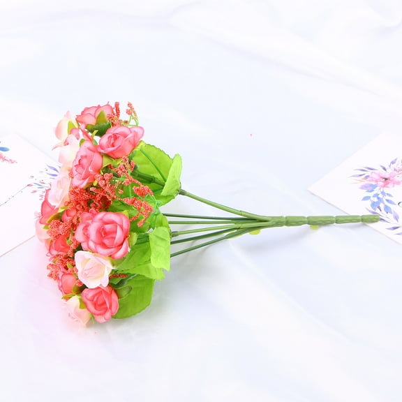 KALLORY 1Pcs Artificial Rose Single Stem Flowers Lifelike Silk Rosy for Home Office Decoration 11.8Inch Long