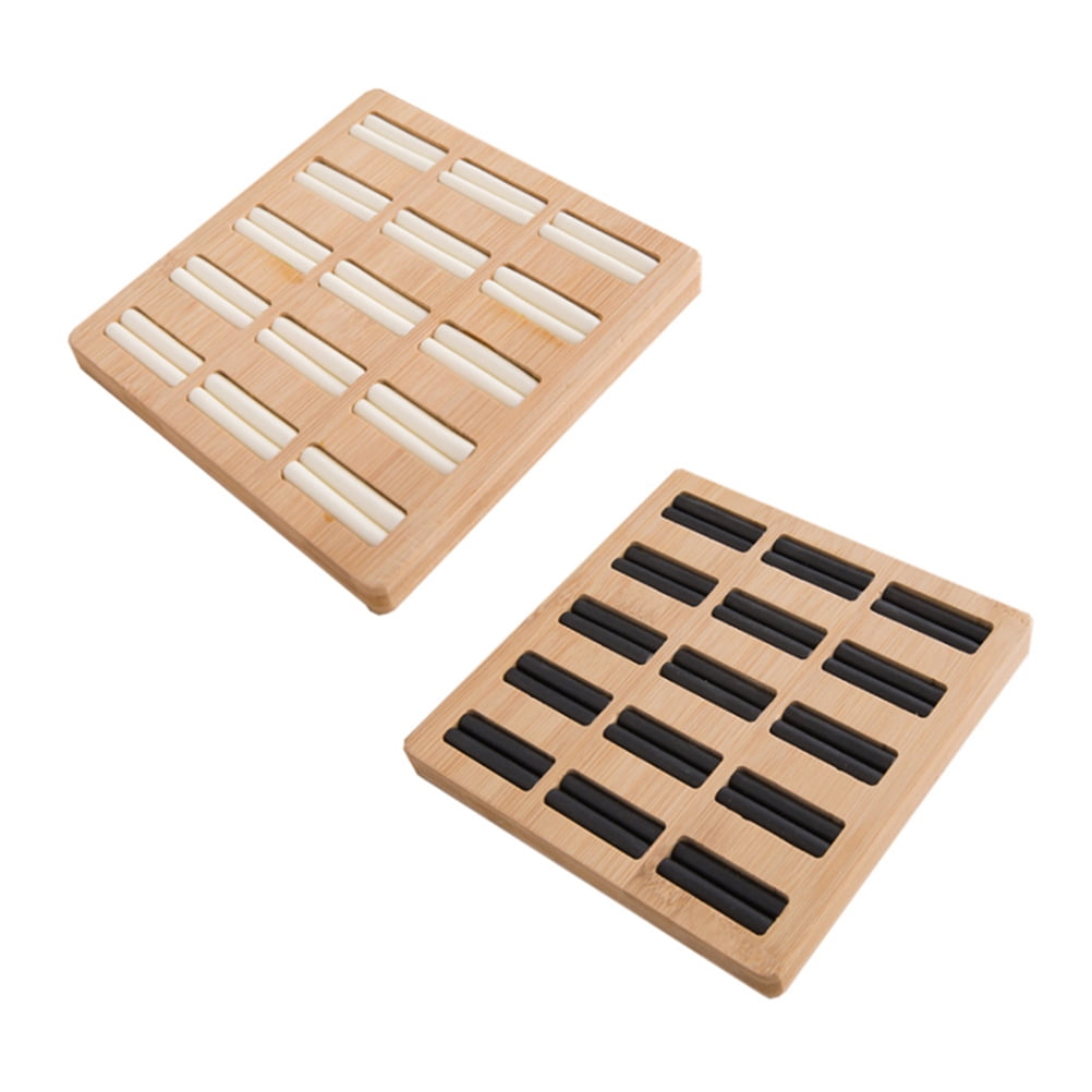 KALLORY 1Pcs Black Solid Wood Ring Display Rack Square Shape Simple ...