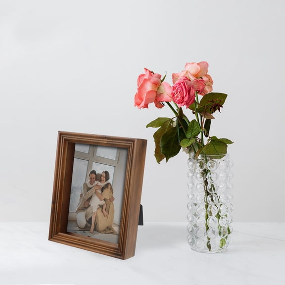 KALLORY 1Pcs Coffee Square Shadow Box Photo Frame 8 Inch Wood Home Decor Display Keepsakes