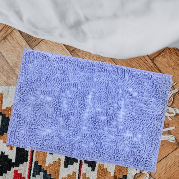 KALLORY 1Pcs Elderly Bath Rug Water Absorbent Rectangular Blue 60x40x1 Cm Polyester