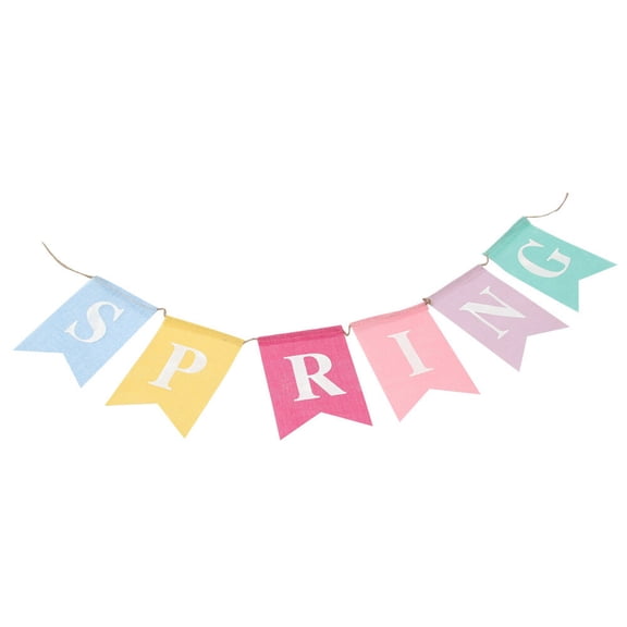 KALLORY 1Pcs Fabric Bunting Banner with Triangular Flags for Spring Season Hotel Decorations