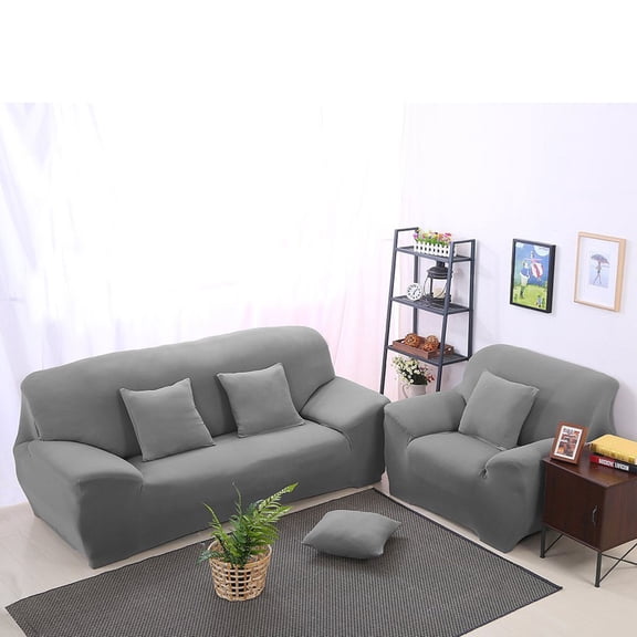 KALLORY 1Pcs Fitted Sofa Cover Dark Grey for Furniture Protection and