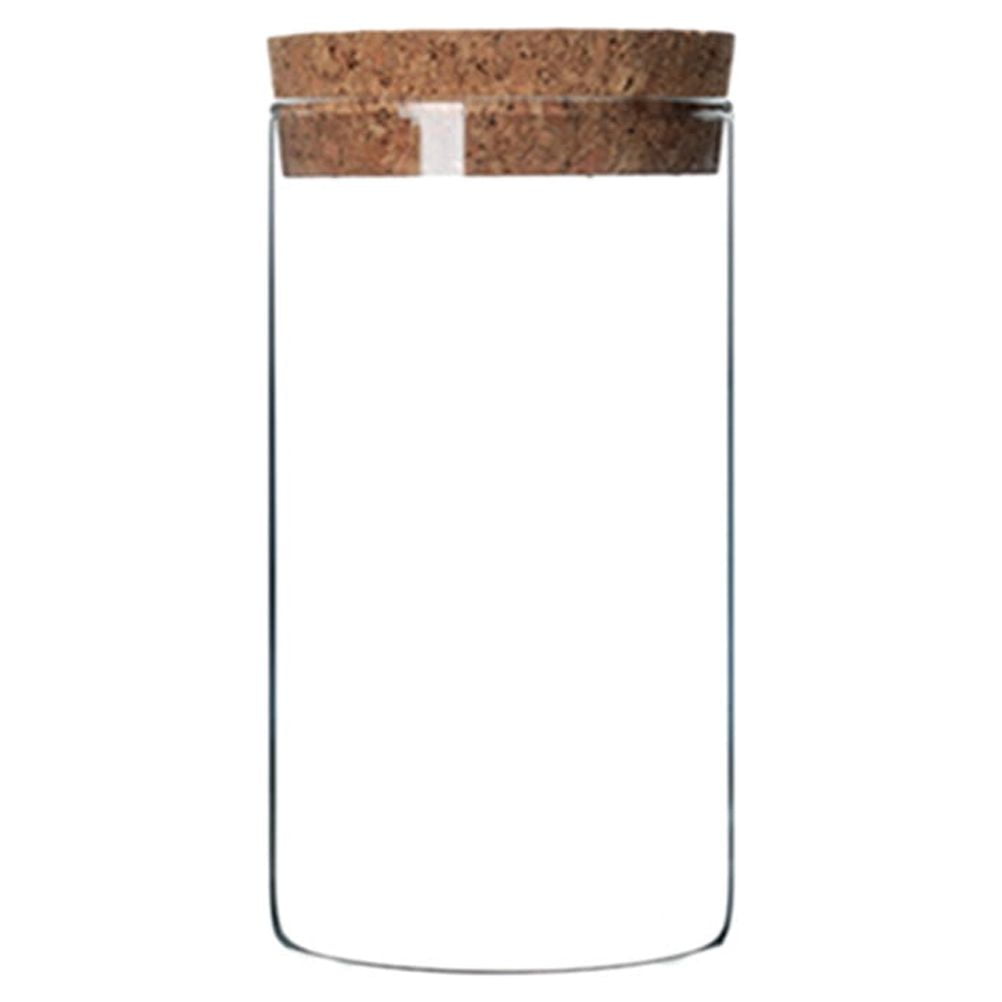 KALLORY 1Pcs Glass Jars 300ml Cylindrical Transparent with Cork Lid for ...