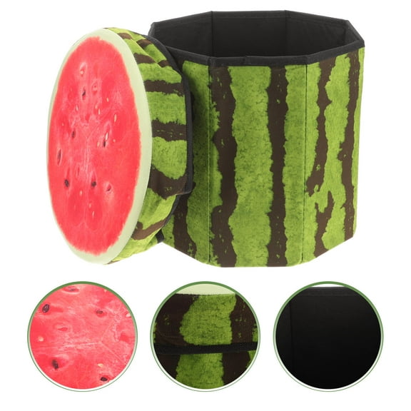 KALLORY 1Pcs Green Watermelon Shape Cloth Storage Stool For Home Decoration In Living Room
