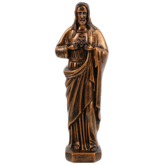 KALLORY 1Pcs Holy Father Statue White Light Brown 9.4x3.3x2.4in Religious Style for Desk Decoration