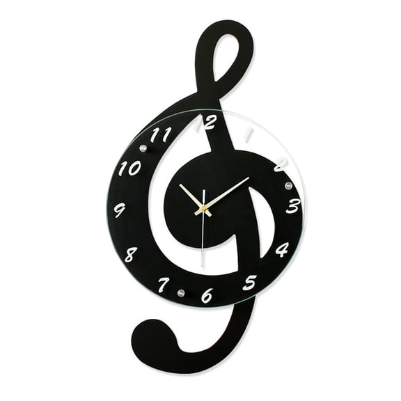 KALLORY 1Pcs Silent Operation Wall Clock Simple Design for Living Room 44x24x5cm Black Wood Material