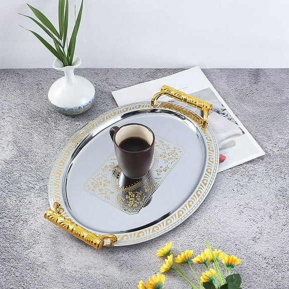 KALLORY 1Pcs Snack Platters Gold European Style Candy Plate For Formal Banquet