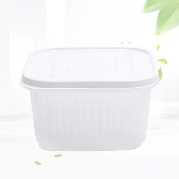 KALLORY 1Pcs Storage Box 13.5x13.5x7.5in White PP Fruit and Veggie Storage Containers for Kitchen and Study