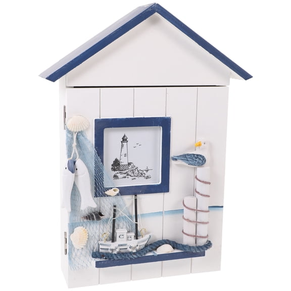 KALLORY 1Pcs Wood Key Storage Box for House Key Holder and Living Room Decor 11.6x7.1x2.1in