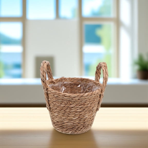 KALLORY 1Pcs Woven Planter for Succulent Planting and Storage with Boho Style 8.5X8.5X6In