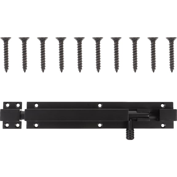 KALLORY 8 Inch Black Aluminum Alloy Security Slide Latch Bolt Set for Doors and Gates