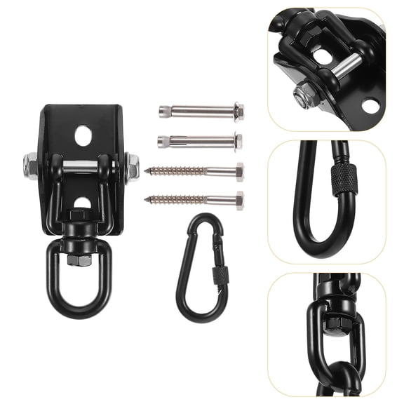 KALLORY 1Set Black Stainless Steel Square Swing Hooks for Home Use and Outdoor Recreation 2.8x3.9in