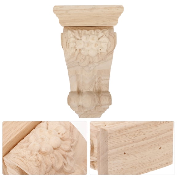 KALLORY Decorative Carved Wood Corbel Carved Wooden Corbel Khaki DIY Decor Use 1Pack for Living Space Decor