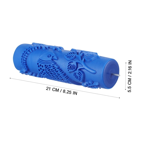 KALLORY Blue Decorative Paint Roller for Wall Decoration with Embossing Texture