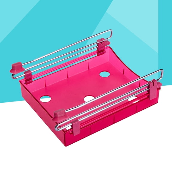 KALLORY Red Plastic Freezer Rack with Stainless Steel Draining, Space-Saving Smooth Slide Drawer Organizer Set