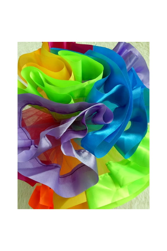 1Set Girls Layered Rainbow Tutu Skirt Multicoloured Childrens Clothes Elastic Waist Bowknot Ribbon