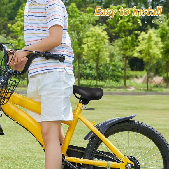 KALLORY 1Set Kids Bike Seat Cushion Padded Bicycle Seat Cover Black for Childrens Bicycles Practical Design