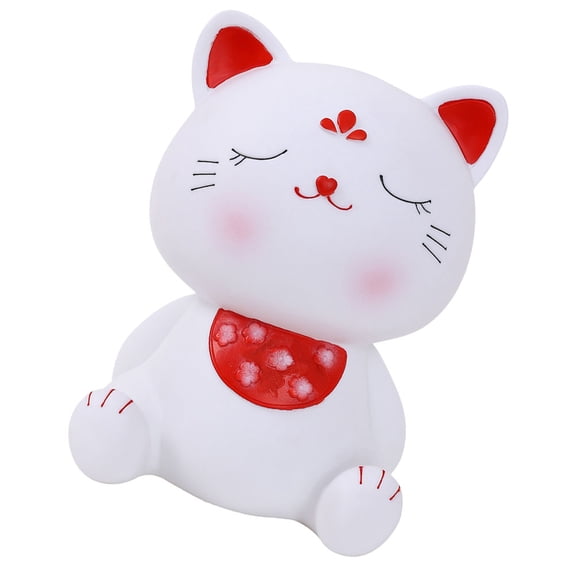 KALLORY White Cat Shaped Decorative Coin Bank for Home Desktop Money Storage and Saving