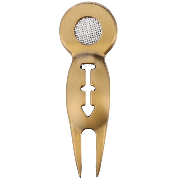 KALLORY 1Set Metal Golfs Divot Tool Iron With Ball Line Making For Golfers Brown