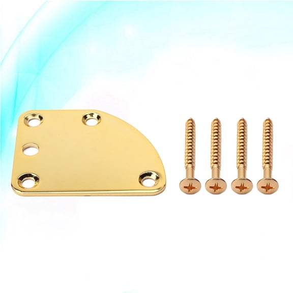 KALLORY 1Set Metal Triangle Gv110 Guitar Neck Plate For Bass Accessory Golden 2.52X2.01X0.08In