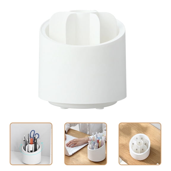KALLORY 1Set Pen Holder for Desk Cylindrical in White 12.4X12.4X11.2cm