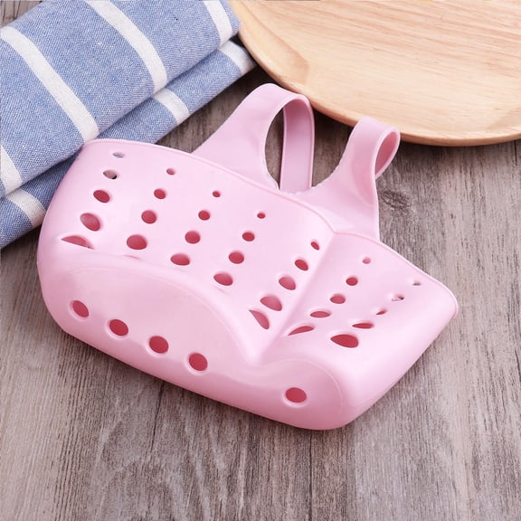 KALLORY 1Set Pink PVC Kitchen Sink Rack with Ventilation and Filtration for Housewives 4.72*3.35*8.86In