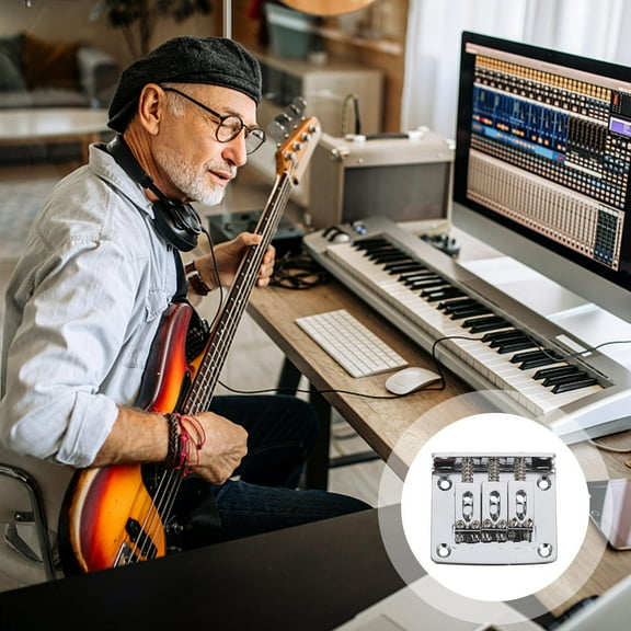 KALLORY 1Set Silver Guitar Bridge for Acoustic and Electric Guitar Accessories