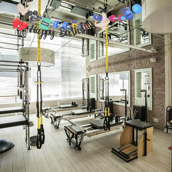 KALLORY 1Set Theme Happy Birthday Banner Multi-Colored Paper Decoration for Gym Hall and Weightlifting .8x5.5in