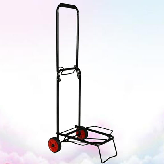 KALLORY 1Set Travel Cart Foldable Dolly Black Silent Wheels Wear Resistant Flexible Good Cushioning Performance