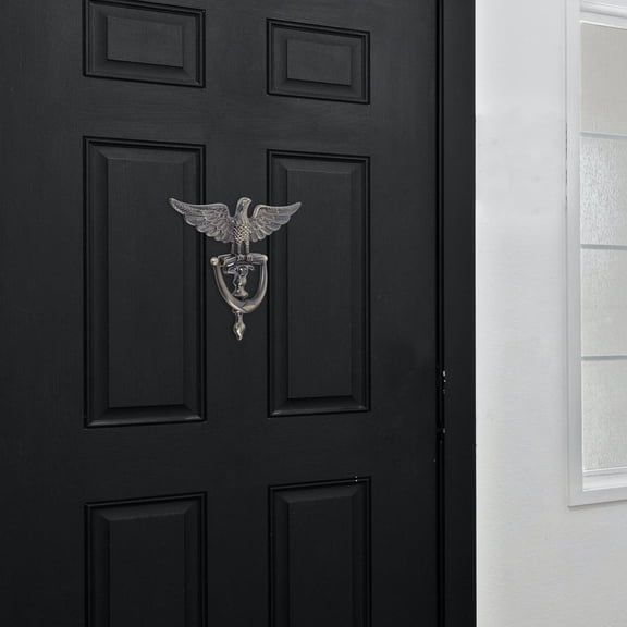 KALLORY Entry Door Knocker Zinc Alloy Eagle Head Shape Antique Red 1Set