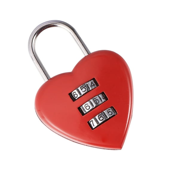 KALLORY 1Set Zinc Small Combination Lock Heart Shape Design for Luggage Backpack Suitcase 2.1 x 1.5 x 0.5 in