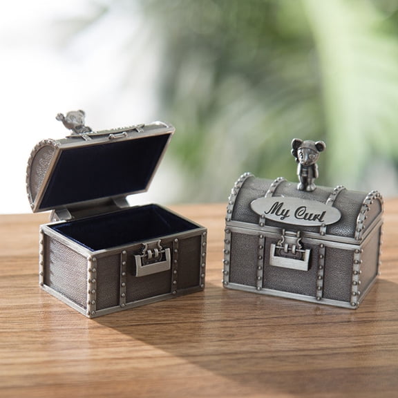 KALLORY Tooth Keepsake Box Alloy for Baby Teeth and Fetal Hair 2Pcs 1.97x1.77x1.18in