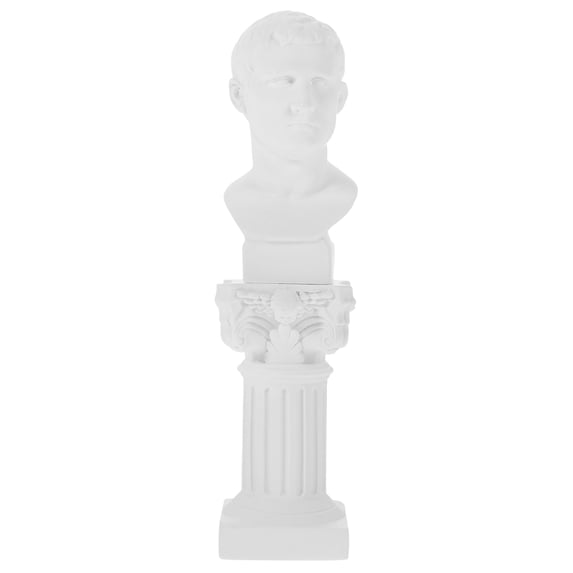 KALLORY White Resin Roman Column Figurine Set, Elegant Sculpture for Teacher Desk, Office, Home and Room Decoration
