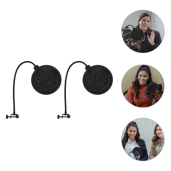 KALLORY 2 pcs Microphone Filter Shield Recording Microphone Windshield Cover with Stabilizing Arm Clip