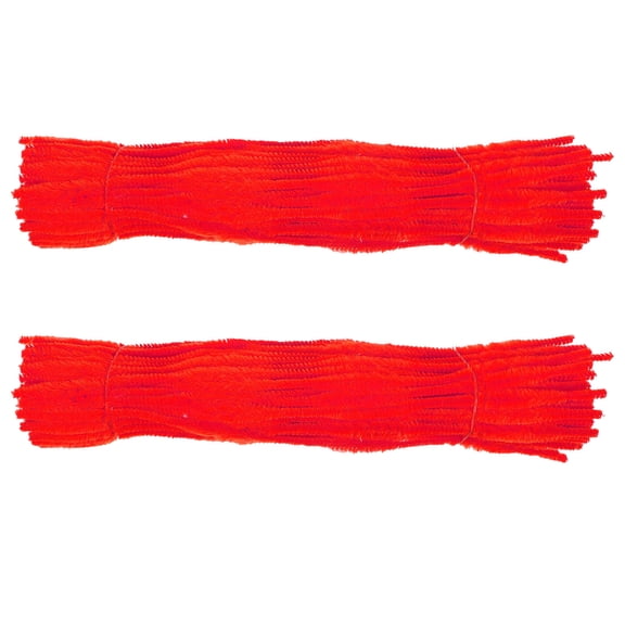 KALLORY 200 Pieces Red Plush Twistable Stems Polyester Craft Supplies for Projects and Decorations