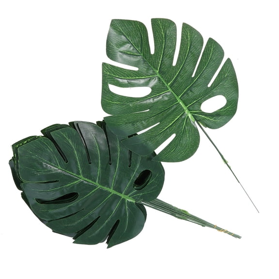 KALLORY 20Pcs Artificial Monstera Leaves Green Tropical Decor For Home Office Gallery Cafe Public Places