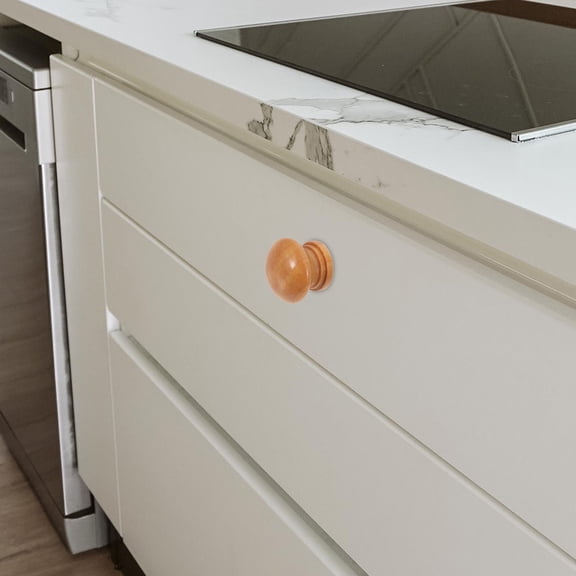 KALLORY 20Pcs Light Yellow Wooden Drawer Knobs for Furniture Handles Simple Design 1.85In